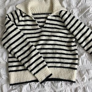 old money striped golf collared sweater